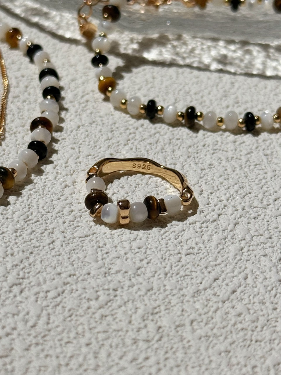 Tiger's Eye Beaded Ring